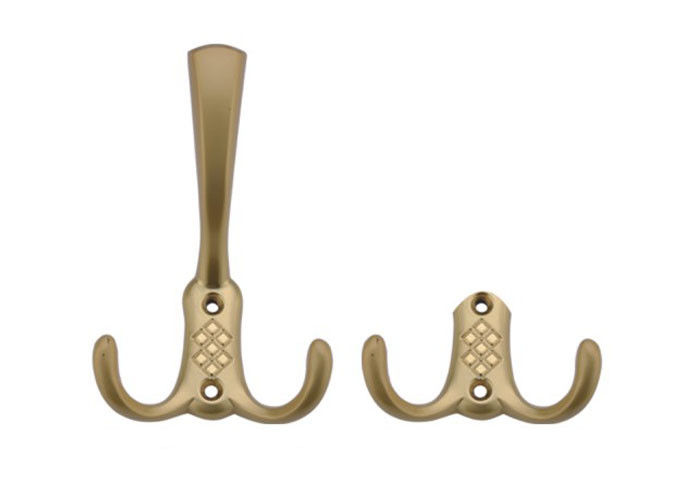 Zinc Alloy Dekoratif Double Coat Metal Hooks untuk Pakaian Hanger T1057